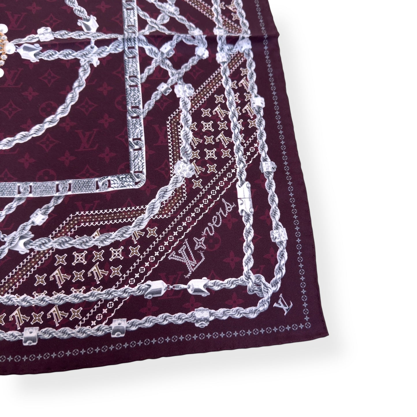 LOUIS VUITTON LV DYNASTY SILK BANDANA BURGUDNY | O/S, Burgundy