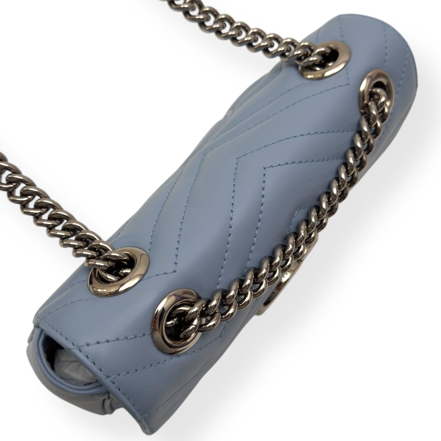 GUCCI CALFSKIN MATELASSE MINI GG MARMONT SHOULDER BAG BLUE | O/S, Blue