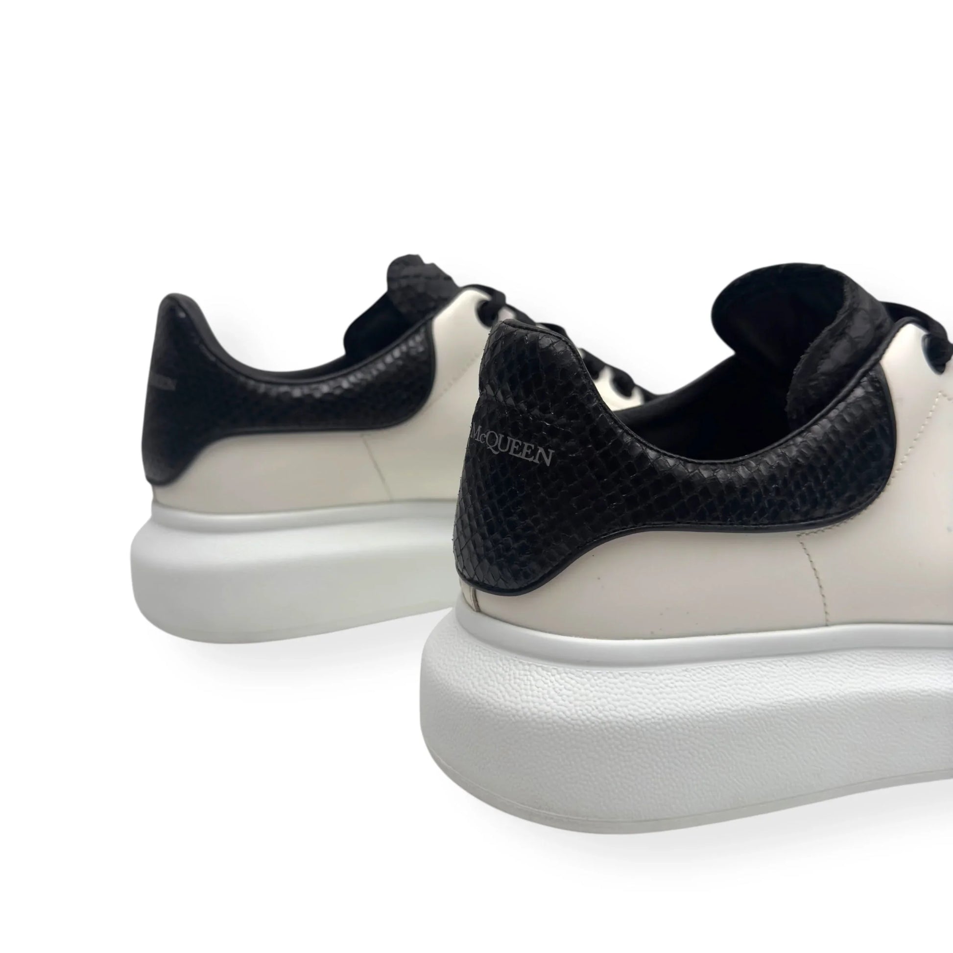 ALEXANDER MCQUEEN OVERSIZED LEATHER SNAKESKIN SNEAKER WHITE