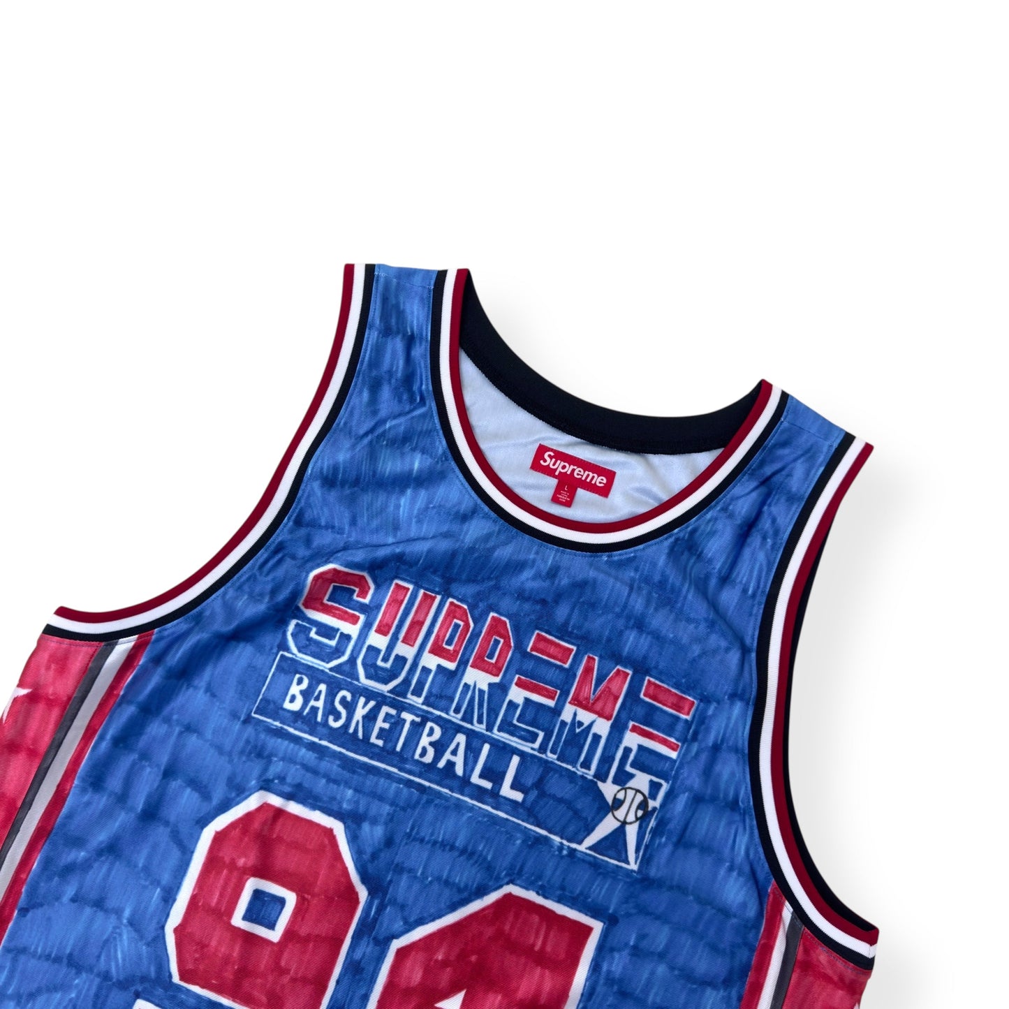SUPREME MARKER BASKETBALL JERSEY VEST RED / BLUE / WHITE L | Large, Multicoloured