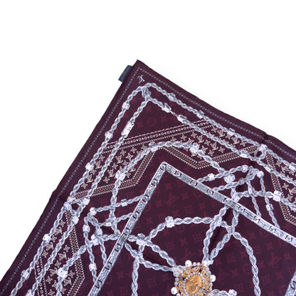 LOUIS VUITTON LV DYNASTY SILK BANDANA BURGUDNY | O/S, Burgundy
