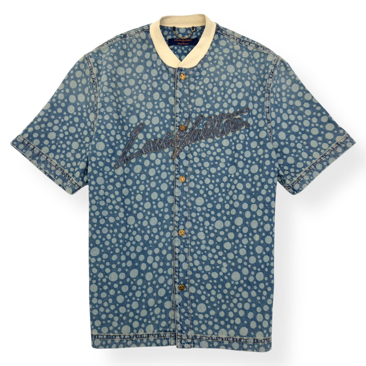 LOUIS VUITTON X YAYOI KUSAMA DOT BASEBALL SHIRT BLUE / WHITE L | Large, Blue
