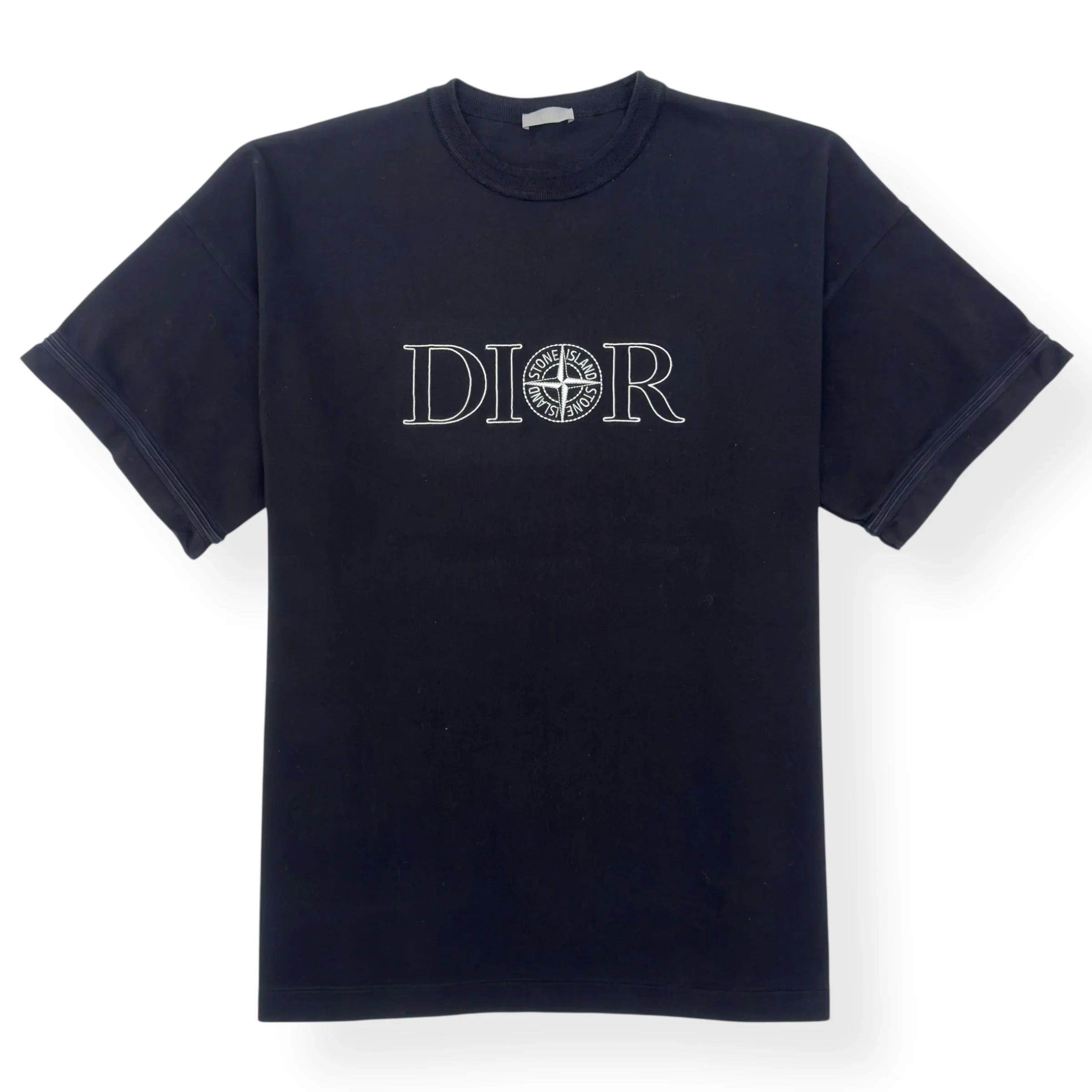DIOR X STONE ISLAND OVERSIZED LOGO EMBROIDERED T-SHIRT BLACK