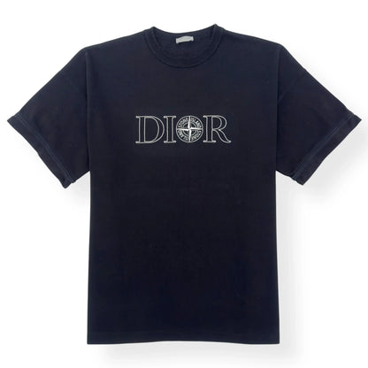 DIOR X STONE ISLAND OVERSIZED LOGO EMBROIDERED T-SHIRT BLACK