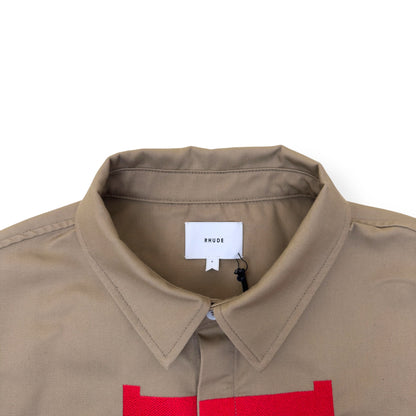 RHUDE VERTICAL LOGO SHIRT BEIGE / RED L | Large, Beige