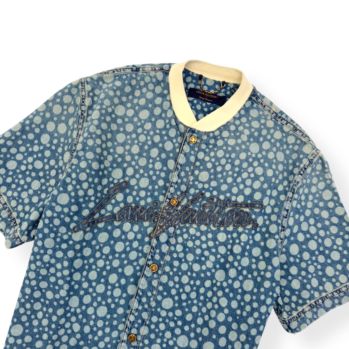 LOUIS VUITTON X YAYOI KUSAMA DOT BASEBALL SHIRT BLUE / WHITE L | Large, Blue