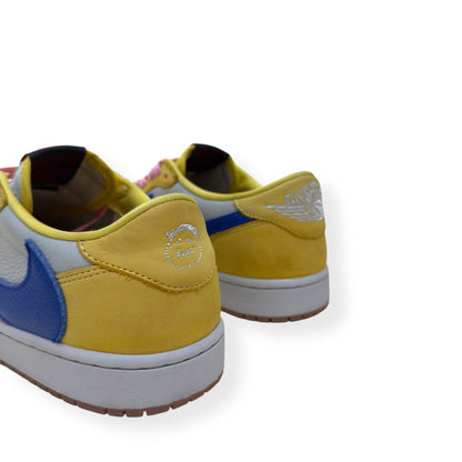 NIKE AIR JORDAN 1 X TRAVIS SCOTT LOW TOP SNEAKER CANARY UK9 | UK 9, Pink