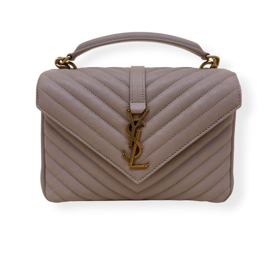 SAINT LAURENT COLLEGE LEATHER SHOULDER BAG BEIGE M | O/S, Beige