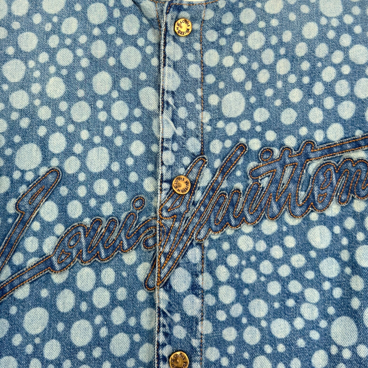 LOUIS VUITTON X YAYOI KUSAMA DOT BASEBALL SHIRT BLUE / WHITE L | Large, Blue