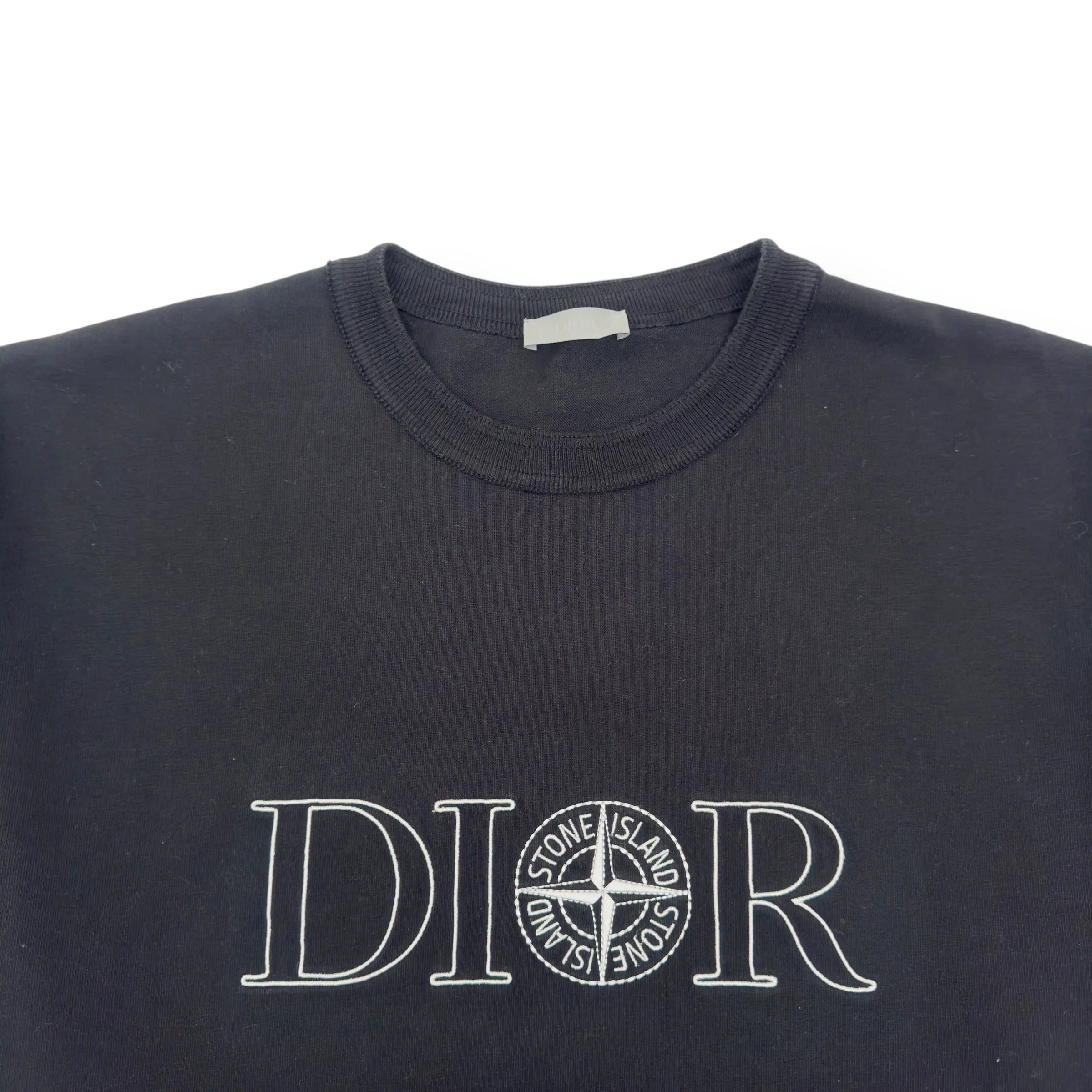 美品 Dior × Stone  T-shirt 【S】 DIOR AND STONE ISLAND T-Shirt, Oversized Fit Blue Cotton Jersey