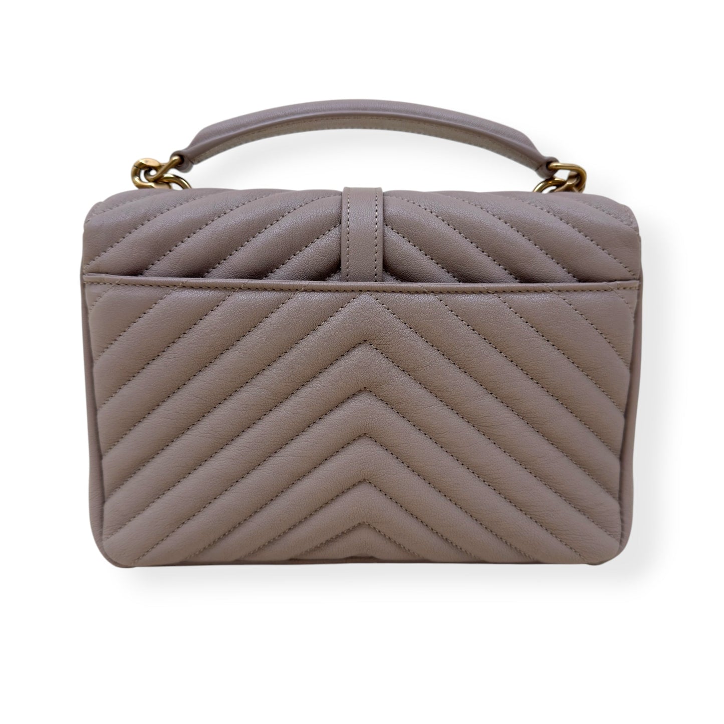 SAINT LAURENT COLLEGE LEATHER SHOULDER BAG BEIGE M | O/S, Beige