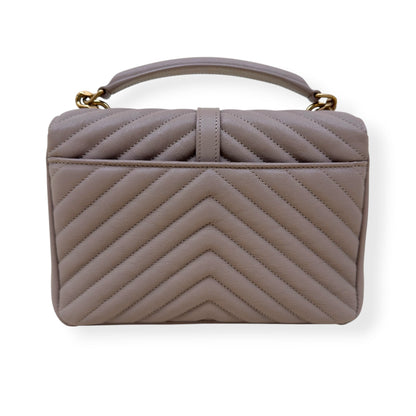 SAINT LAURENT COLLEGE LEATHER SHOULDER BAG BEIGE M | O/S, Beige