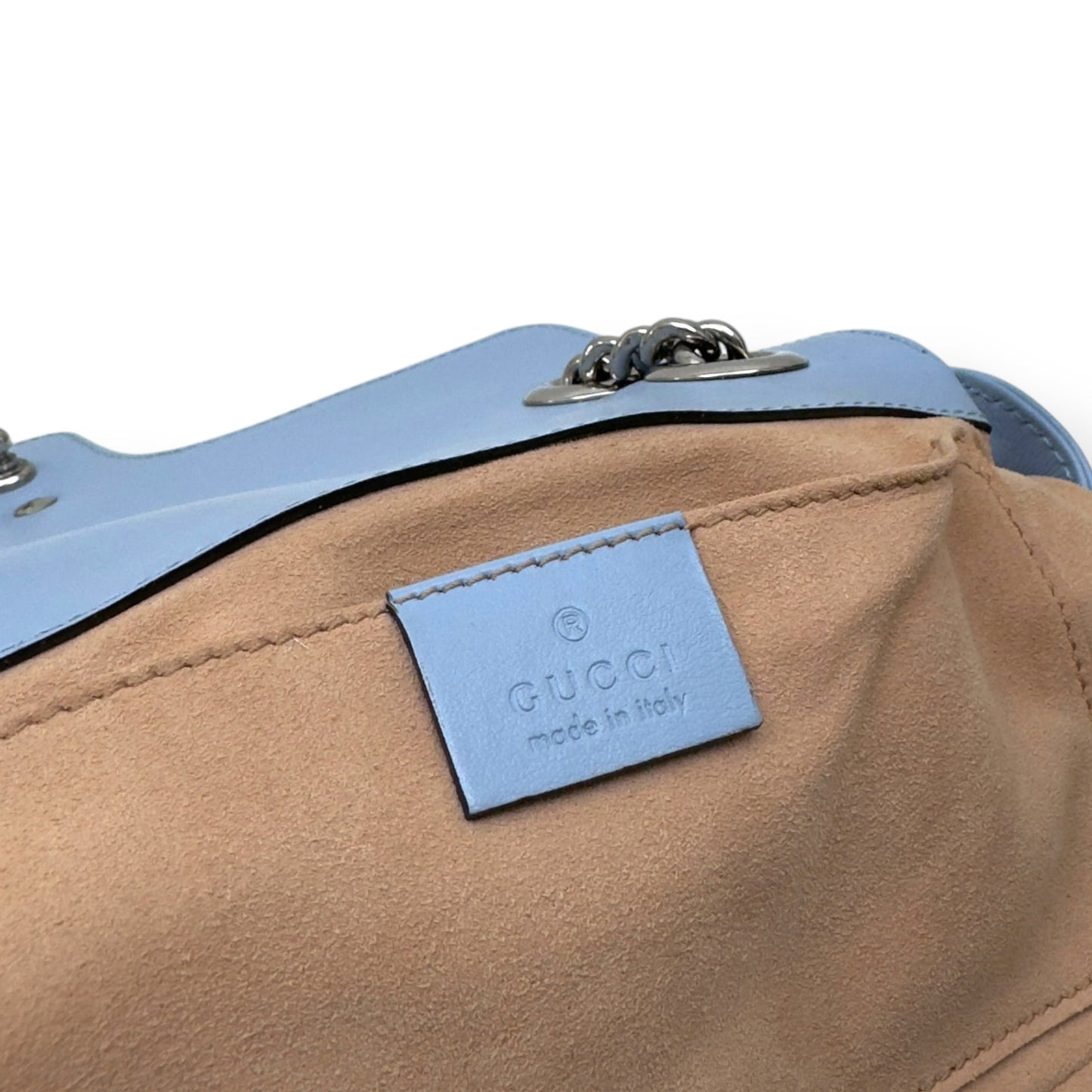 GUCCI CALFSKIN MATELASSE MINI GG MARMONT SHOULDER BAG BLUE | O/S, Blue