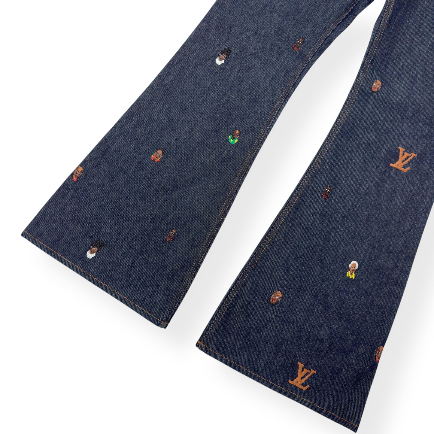 LOUIS VUITTON EMBROIDERED BOOTCUT DENIM TROUSERS INDIGO BLUE W30” | Small, Blue
