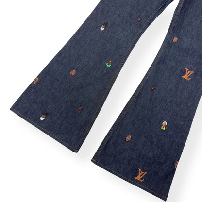 LOUIS VUITTON EMBROIDERED BOOTCUT DENIM TROUSERS INDIGO BLUE W30” | Small, Blue