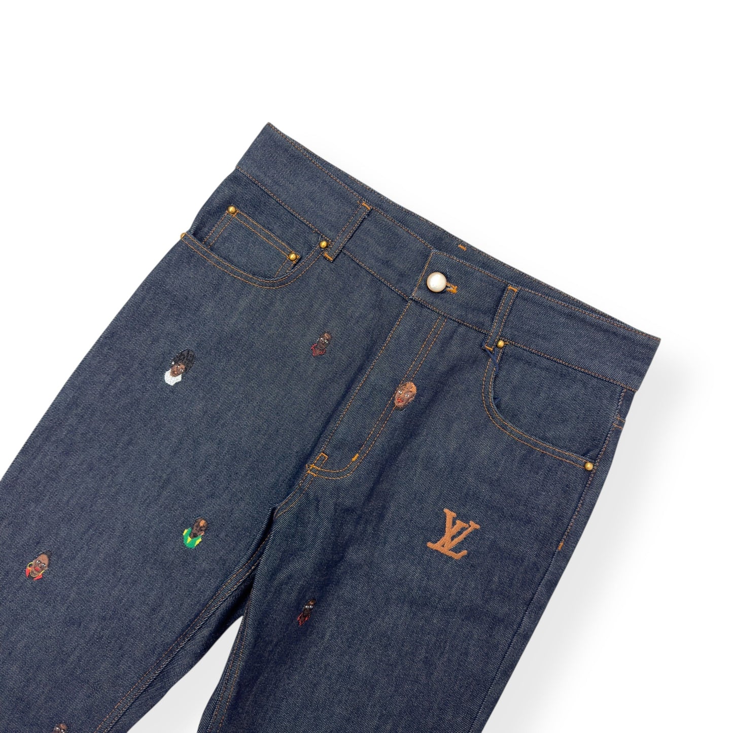 LOUIS VUITTON EMBROIDERED BOOTCUT DENIM TROUSERS INDIGO BLUE W30” | Small, Blue