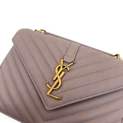 SAINT LAURENT COLLEGE LEATHER SHOULDER BAG BEIGE M | O/S, Beige