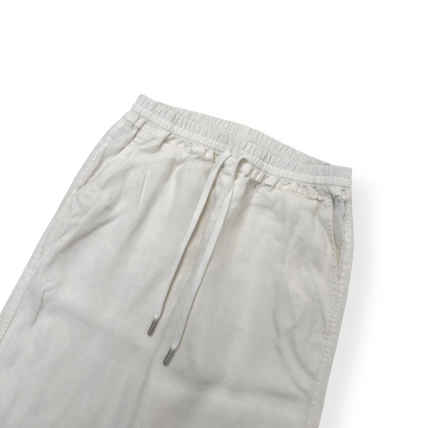 THOM SWEENEY LINEN DRAWSTRING TROUSERS WHITE M | Medium, White