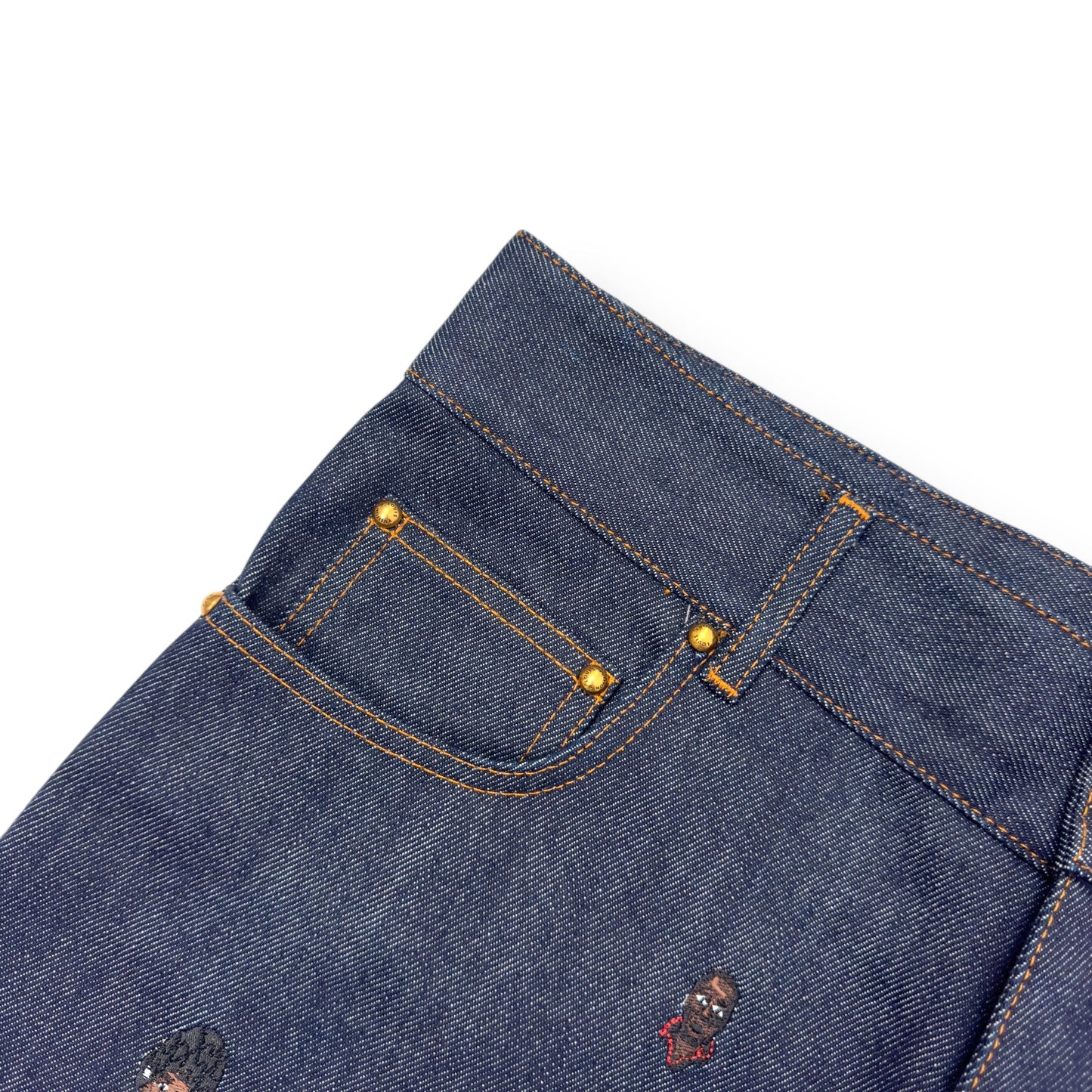 LOUIS VUITTON EMBROIDERED BOOTCUT DENIM TROUSERS INDIGO BLUE W30” | Small, Blue