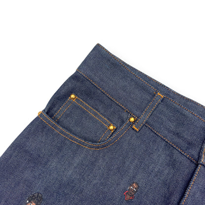 LOUIS VUITTON EMBROIDERED BOOTCUT DENIM TROUSERS INDIGO BLUE W30” | Small, Blue