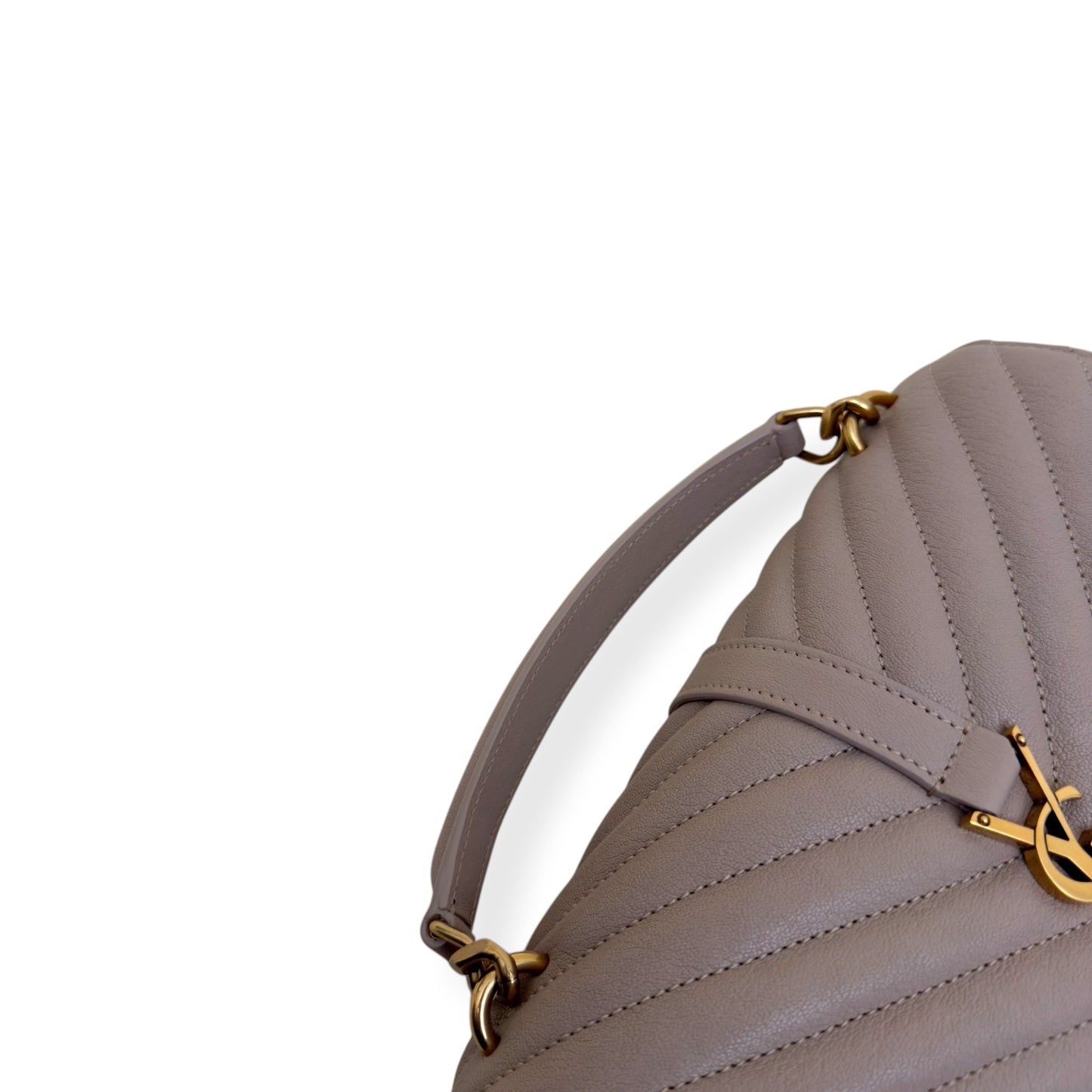 SAINT LAURENT COLLEGE LEATHER SHOULDER BAG BEIGE M | O/S, Beige