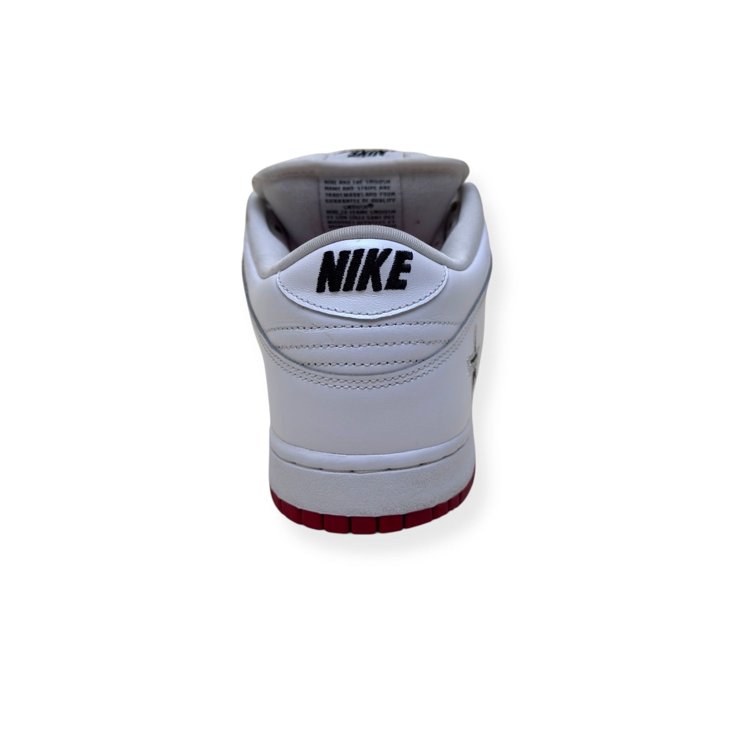 NIKE X SUPREME SB DUNK LOW TOP SNEAKER JEWEL SWOOSH UK9 | UK 9, White/Red