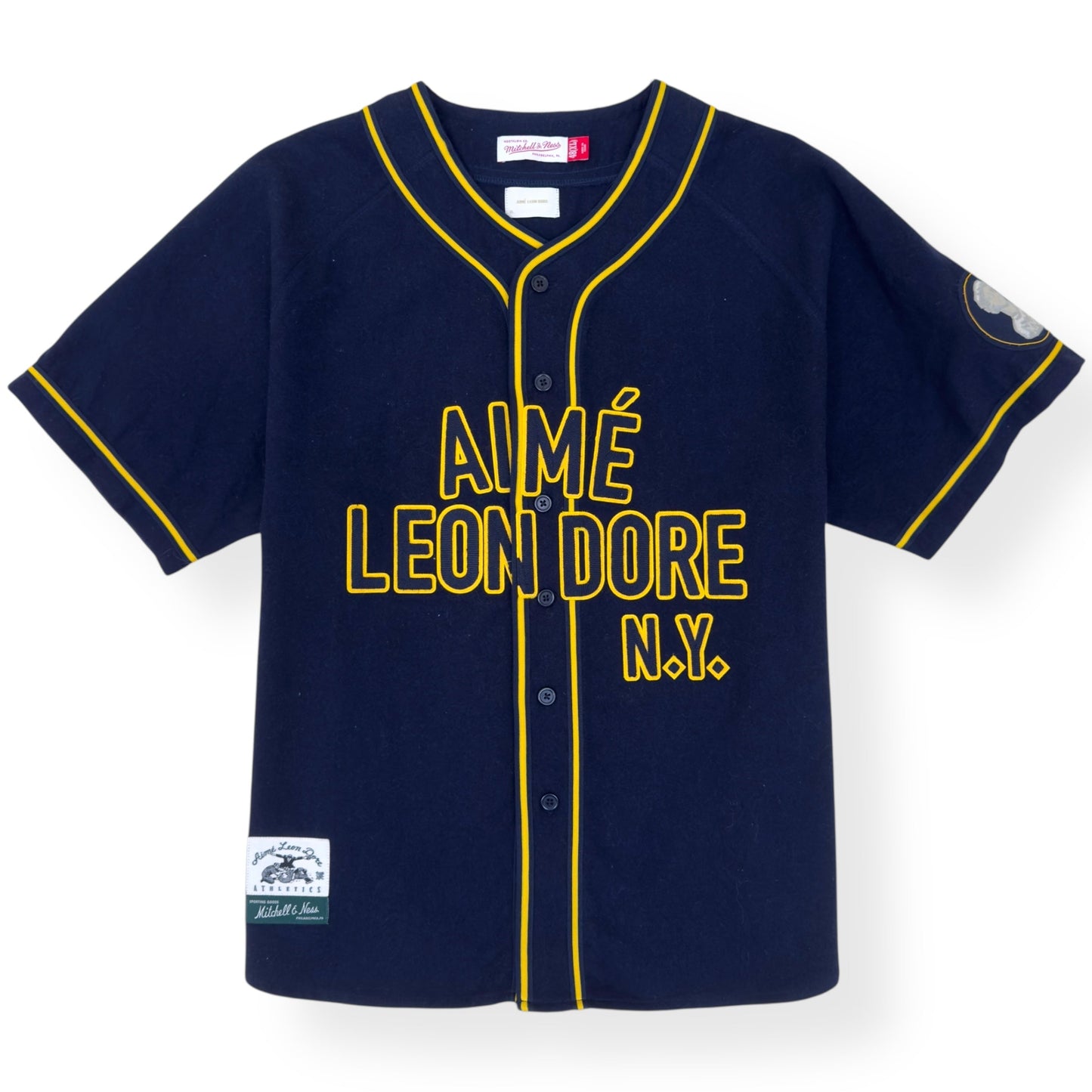 AIMÈ LEON DORE X MITCHELL & NESS TEAM BASEBALL JERSEY NAVY / YELLOW XL | XL, Navy