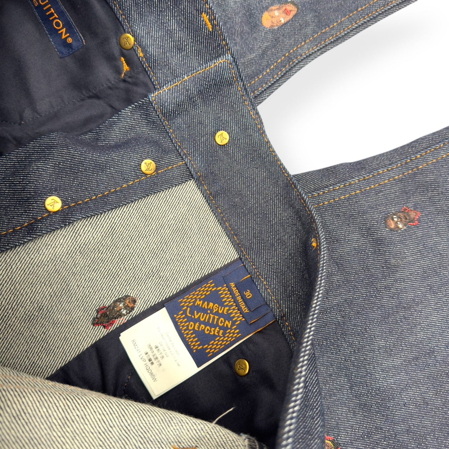 LOUIS VUITTON EMBROIDERED BOOTCUT DENIM TROUSERS INDIGO BLUE W30” | Small, Blue