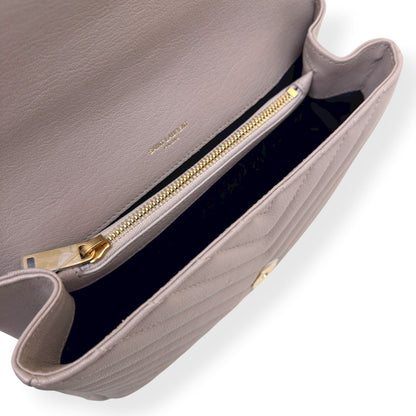SAINT LAURENT COLLEGE LEATHER SHOULDER BAG BEIGE M | O/S, Beige