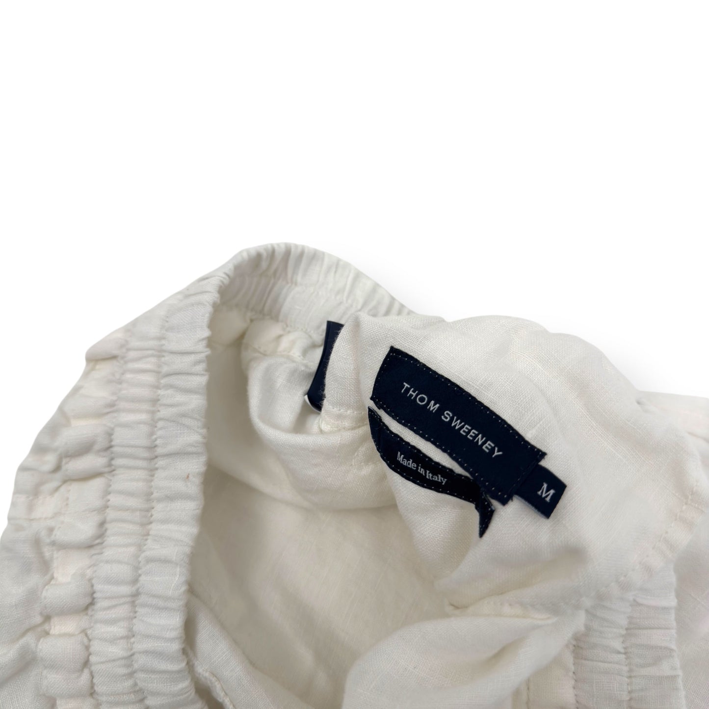 THOM SWEENEY LINEN DRAWSTRING TROUSERS WHITE M | Medium, White