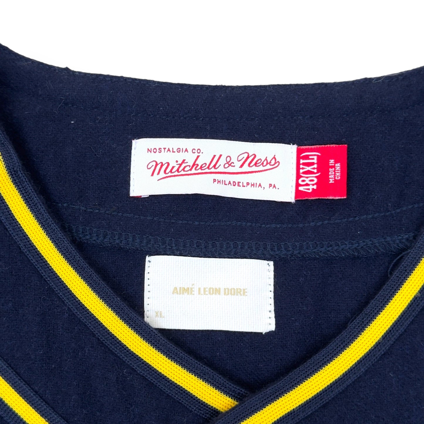 AIMÈ LEON DORE X MITCHELL & NESS TEAM BASEBALL JERSEY NAVY / YELLOW XL | XL, Navy