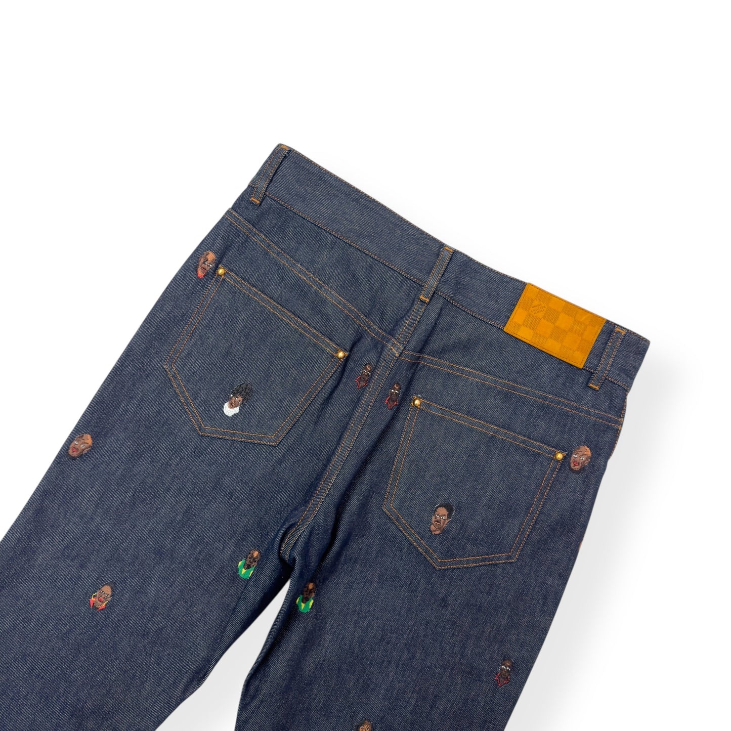 LOUIS VUITTON EMBROIDERED BOOTCUT DENIM TROUSERS INDIGO BLUE W30” | Small, Blue