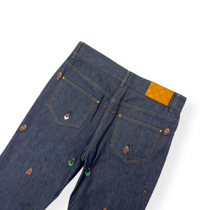LOUIS VUITTON EMBROIDERED BOOTCUT DENIM TROUSERS INDIGO BLUE W30” | Small, Blue