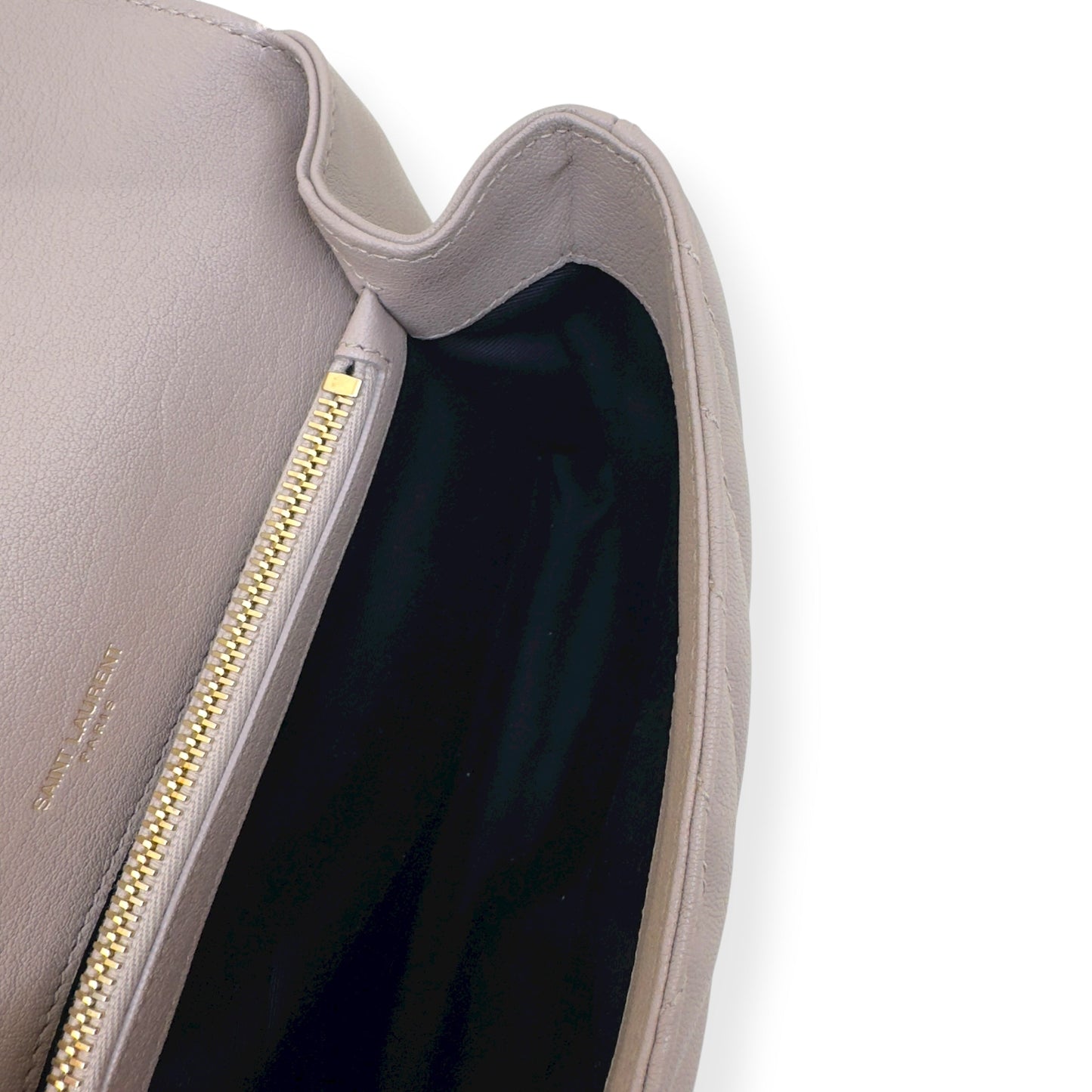 SAINT LAURENT COLLEGE LEATHER SHOULDER BAG BEIGE M | O/S, Beige
