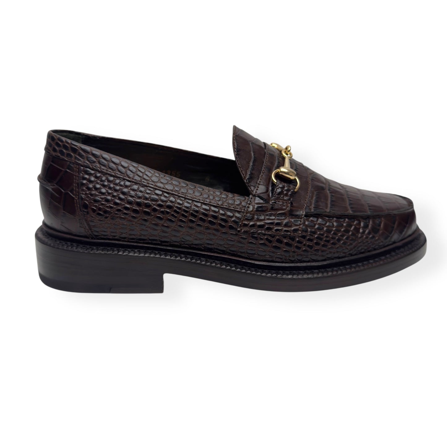 BLACKSTOCK & WEBER THE MASON HORSE BIT LOAFER WALNUT CROC  US6 / UK5 | UK 5, Black