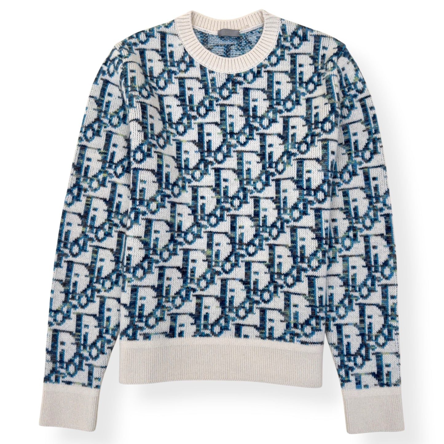 DIOR OBLIQUE VIRGIN WOOL JACQUARD SWEATER BLUE / WHITE XXL | XXL, Blue