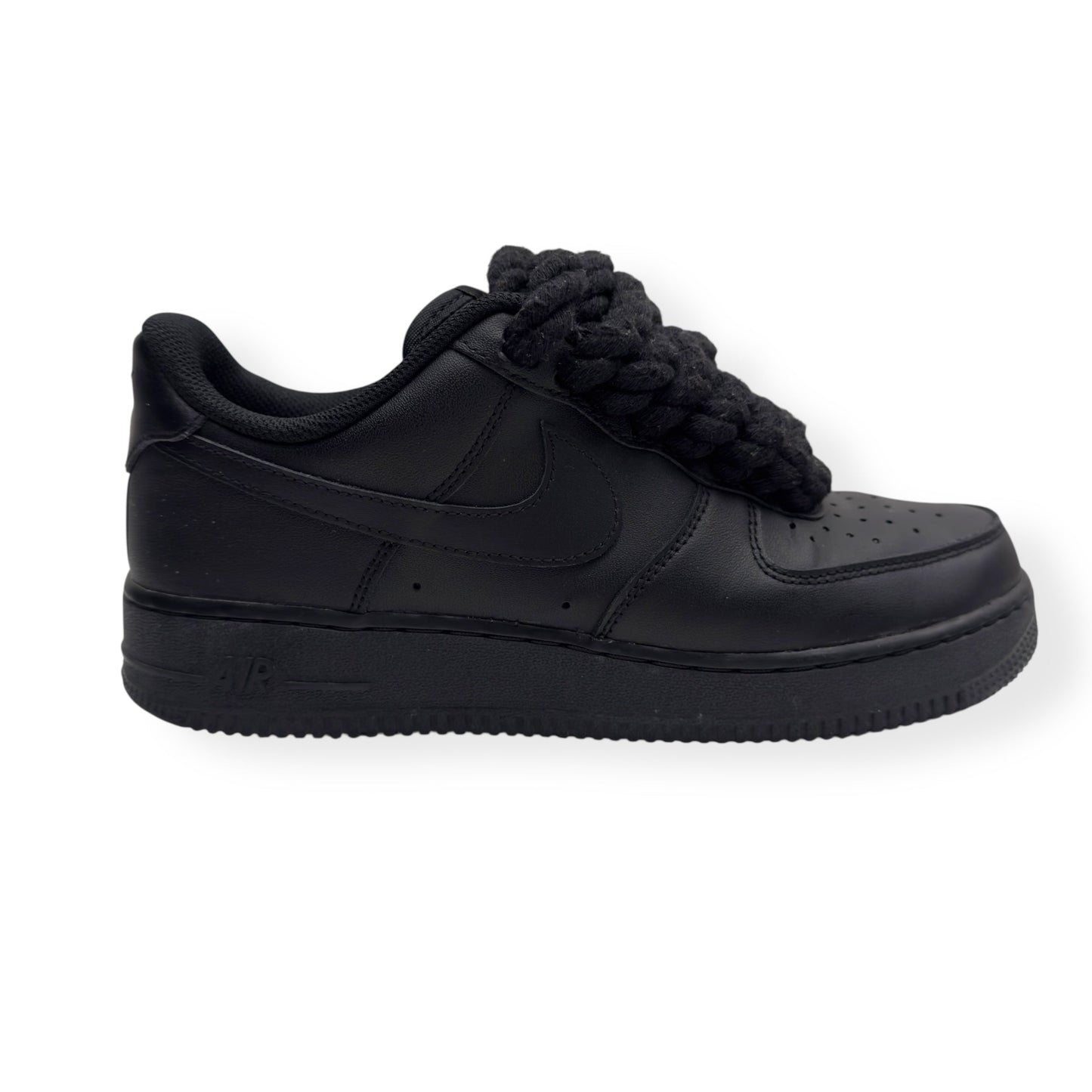 NIKE AIR FORCE 1 ROPE LACE SNEAKER BLACK UK7.5 | UK 7.5, Black