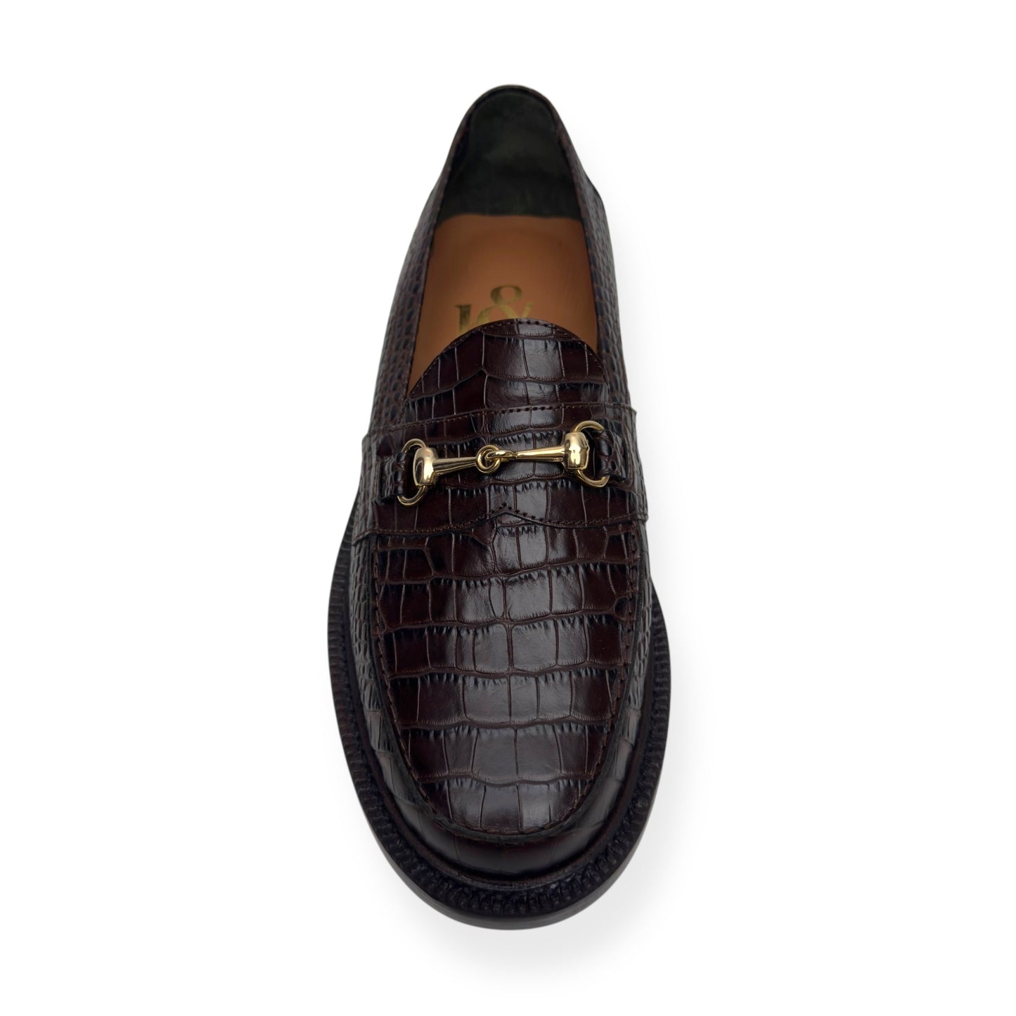BLACKSTOCK & WEBER THE MASON HORSE BIT LOAFER WALNUT CROC  US6 / UK5 | UK 5, Black