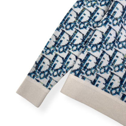DIOR OBLIQUE VIRGIN WOOL JACQUARD SWEATER BLUE / WHITE XXL | XXL, Blue