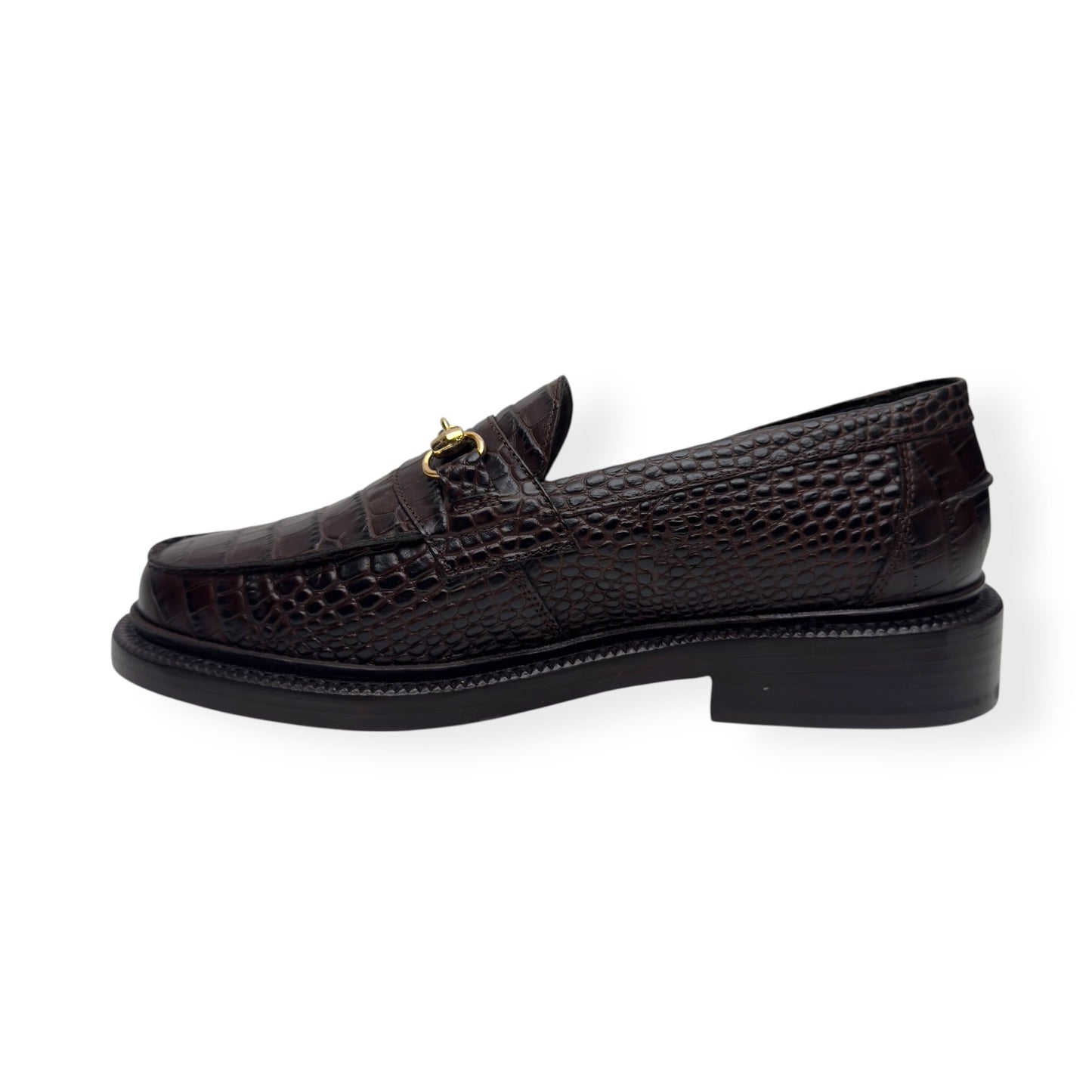 BLACKSTOCK & WEBER THE MASON HORSE BIT LOAFER WALNUT CROC  US6 / UK5 | UK 5, Black