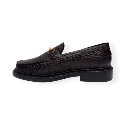 BLACKSTOCK & WEBER THE MASON HORSE BIT LOAFER WALNUT CROC  US6 / UK5 | UK 5, Black
