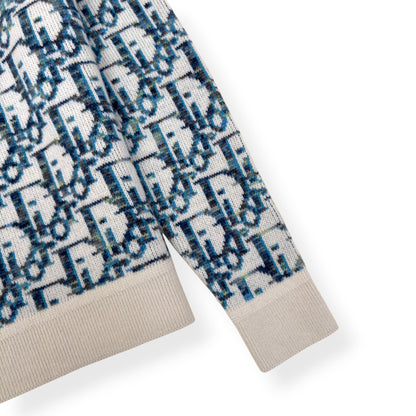 DIOR OBLIQUE VIRGIN WOOL JACQUARD SWEATER BLUE / WHITE XXL | XXL, Blue