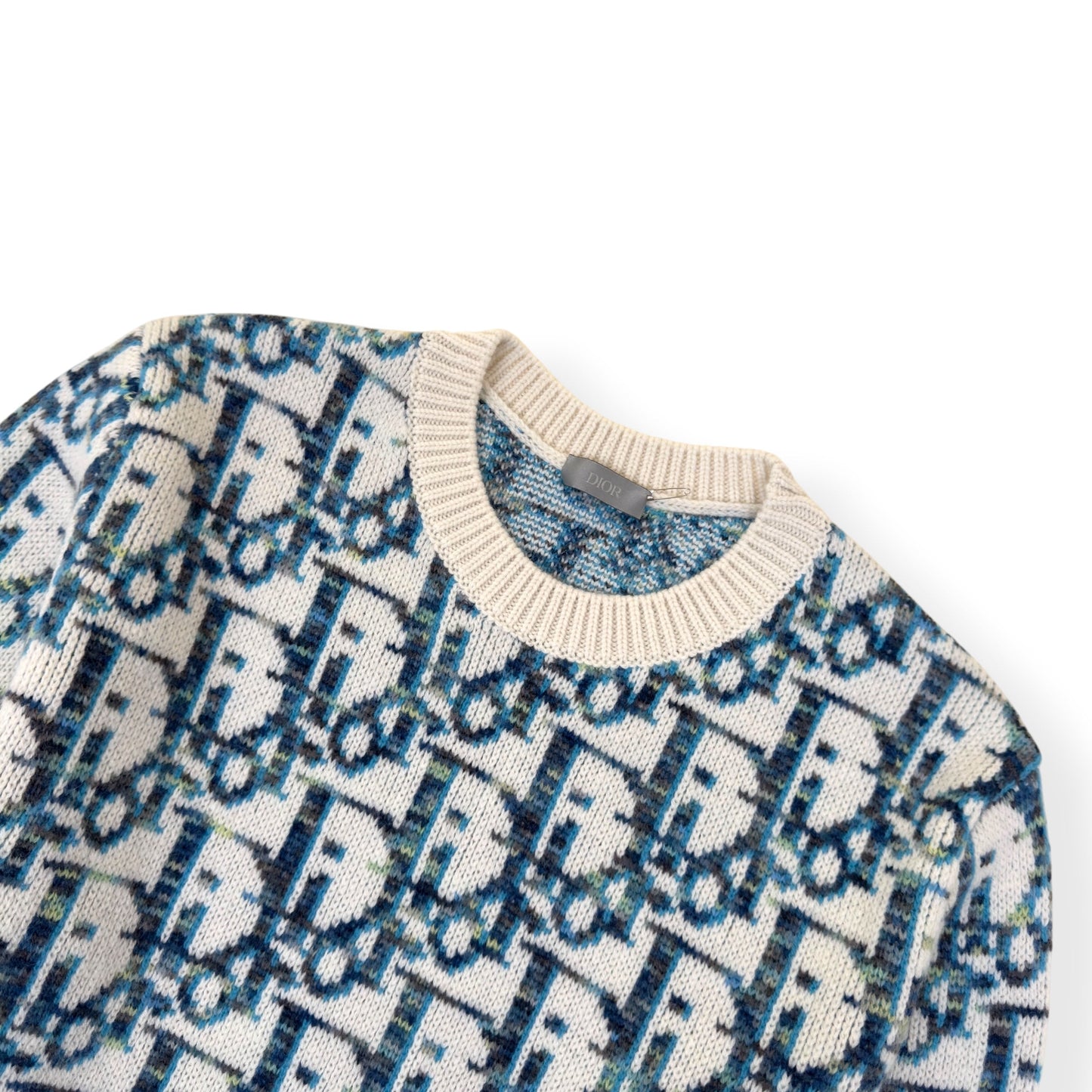 DIOR OBLIQUE VIRGIN WOOL JACQUARD SWEATER BLUE / WHITE XXL | XXL, Blue