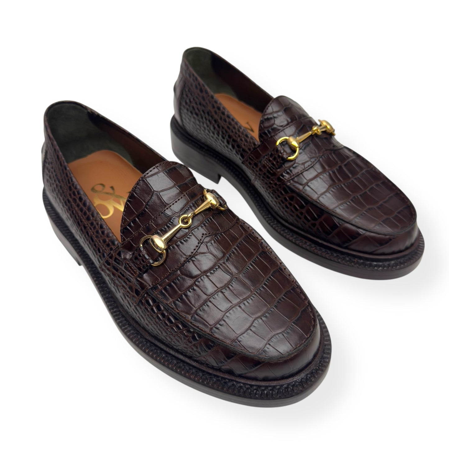 BLACKSTOCK & WEBER THE MASON HORSE BIT LOAFER WALNUT CROC  US6 / UK5 | UK 5, Black