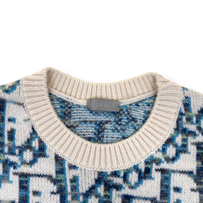 DIOR OBLIQUE VIRGIN WOOL JACQUARD SWEATER BLUE / WHITE XXL | XXL, Blue