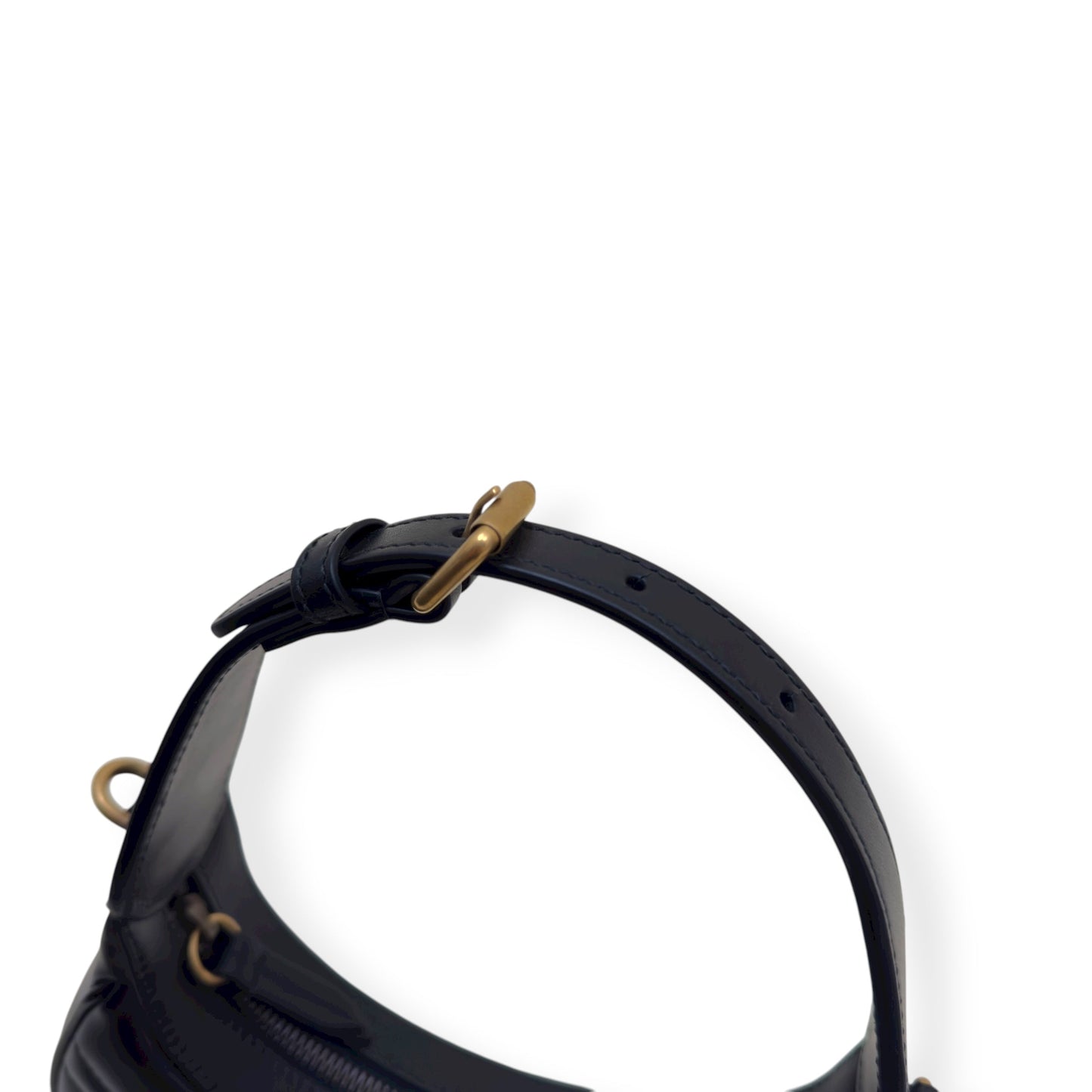 GUCCI CHEVRON LEATHER GG MARMONT HALF-MOON BAG BLACK MINI | O/S, Black