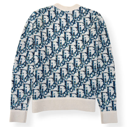 DIOR OBLIQUE VIRGIN WOOL JACQUARD SWEATER BLUE / WHITE XXL | XXL, Blue