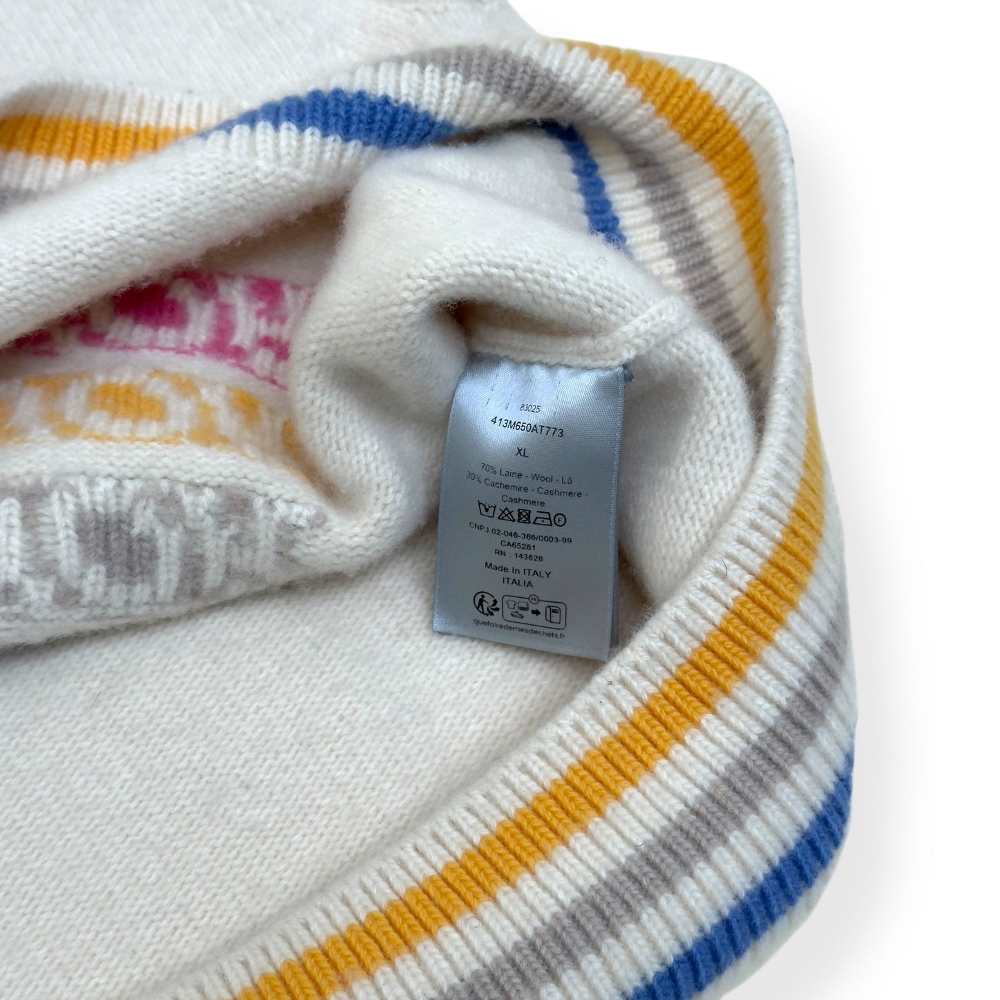 DIOR LOGO-KNIT WOOL VEST CREAM / MULTICOLOURED XL | XL, Cream