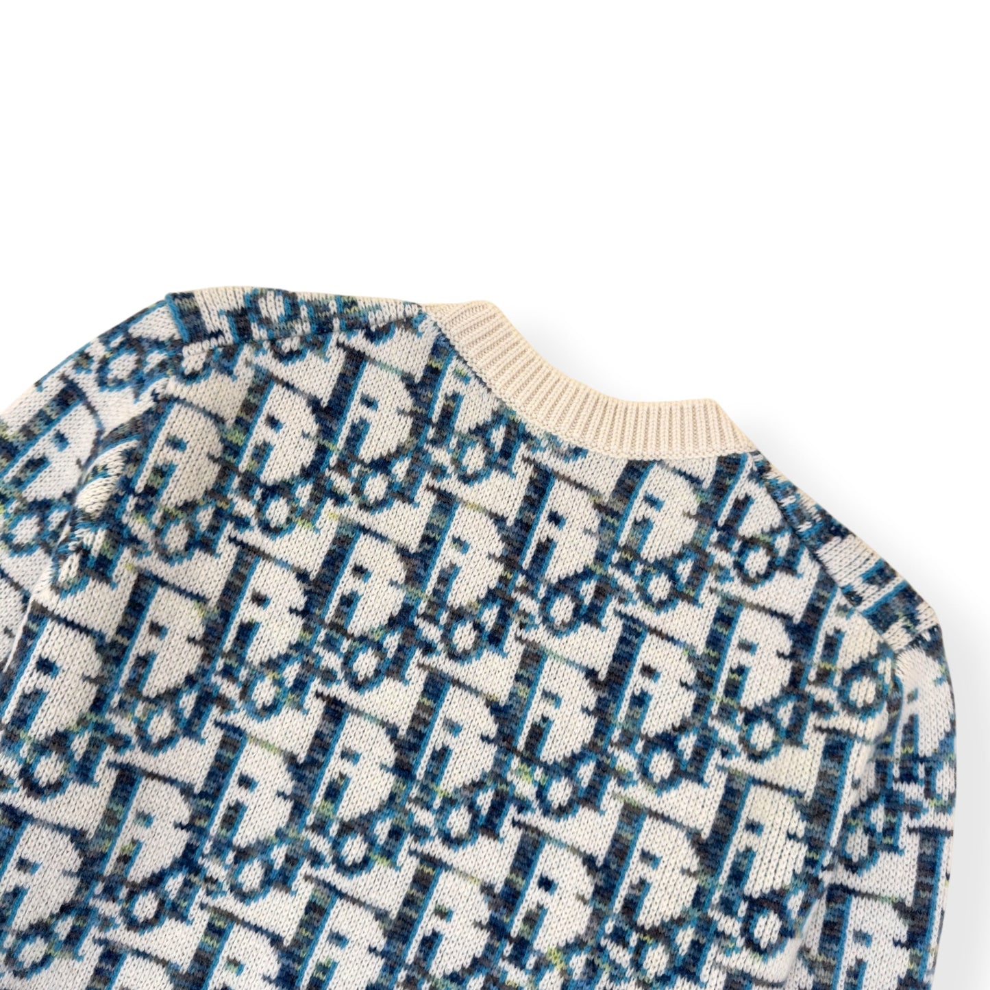 DIOR OBLIQUE VIRGIN WOOL JACQUARD SWEATER BLUE / WHITE XXL | XXL, Blue