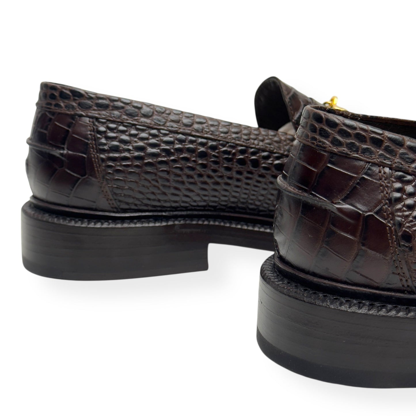 BLACKSTOCK & WEBER THE MASON HORSE BIT LOAFER WALNUT CROC  US6 / UK5 | UK 5, Black